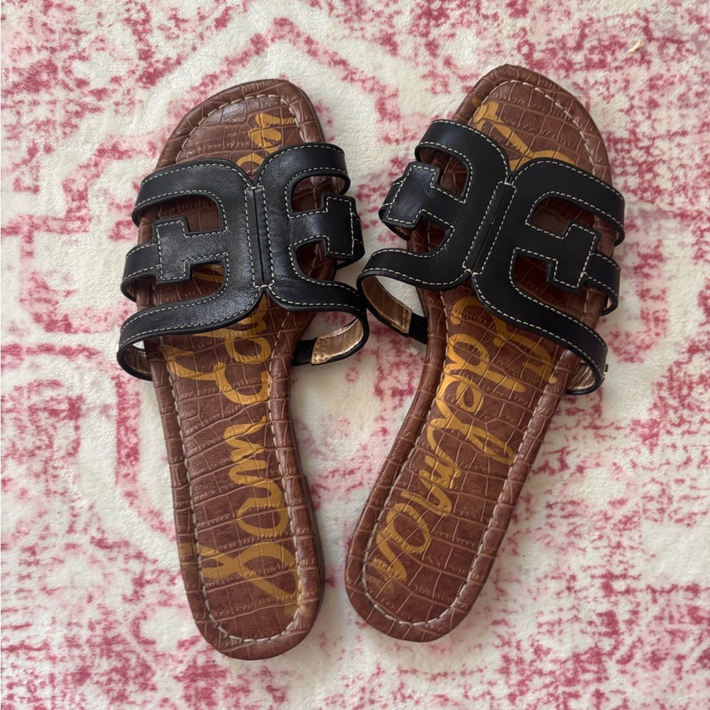 Sam Edelman Black and Brown Slide Sandals